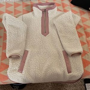 White and pink sherpa with zip